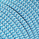 Câbles textiles ronds 3x0.75 mm² Fil Électrique Tissu Zébré Turquoise et Blanc 3x0,75mm² - Câble Électrique Textile de Qualité