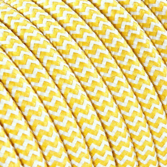 Fil électrique tissu - câble rond 3x0.75 mm² Fil Électrique Tissu Jaune et Blanc 3x0,75mm² - Câble Électrique Textile de Qualité