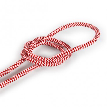 Fil électrique tissu - câble rond 3x0.75 mm² Fil Électrique Tissu Rouge et Blanc 3x0,75mm² - Câble Électrique Textile de Qualité