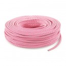 Fil électrique tissu - câble rond 3x0.75 mm² Fil Électrique Tissu Rose et Blanc 3x0,75mm² - Câble Électrique Textile de Qualité