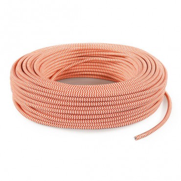 Fil électrique tissu - câble rond 3x0.75 mm² Fil Électrique Tissu Orange et Blanc 3x0,75mm² - Câble Électrique Textile de Qua...