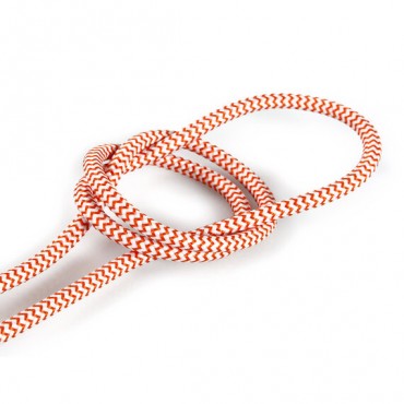 Fil électrique tissu - câble rond 3x0.75 mm² Fil Électrique Tissu Orange et Blanc 3x0,75mm² - Câble Électrique Textile de Qua...