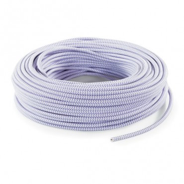 Fil électrique tissu - câble rond 3x0.75 mm² Fil Électrique Tissu Violet et Blanc 3x0,75mm² - Câble Électrique Textile de Qua...