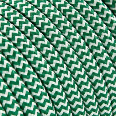 Fil électrique tissu - câble rond 3x0.75 mm² Fil Électrique Tissu Vert et Blanc 3x0,75mm² - Câble Électrique Textile de Qualité