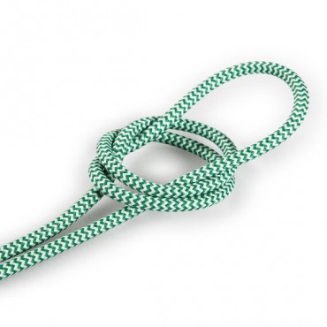Fil électrique tissu - câble rond 3x0.75 mm² Fil Électrique Tissu Vert et Blanc 3x0,75mm² - Câble Électrique Textile de Qualité