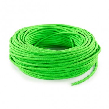 Fil électrique tissu - câble rond 3x0.75 mm² Fil Électrique Tissu Vert Fluo 3x0,75mm² - Câble Électrique Textile de Qualité