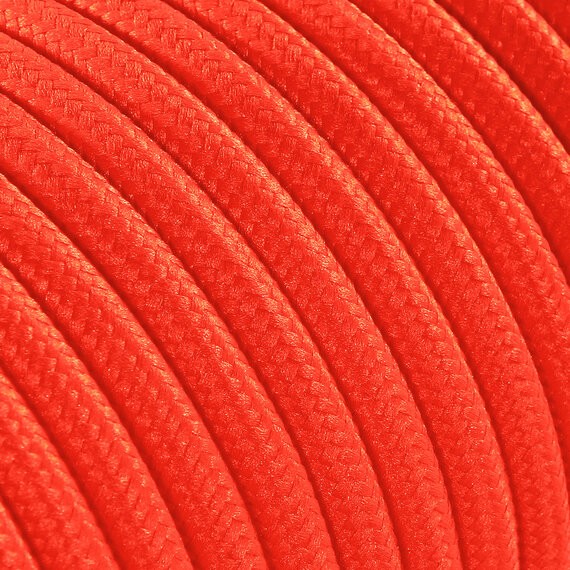 Fil électrique tissu - câble rond 3x0.75 mm² Fil Électrique Tissu Orange Fluo 3x0,75mm² - Câble Électrique Textile de Qualité