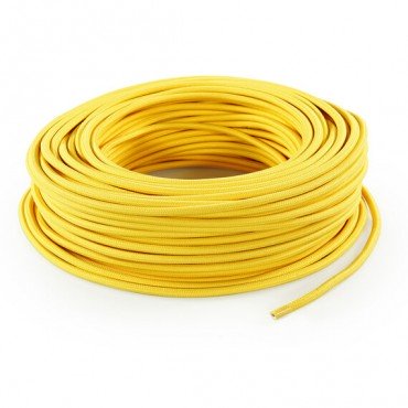 Fil électrique tissu - câble rond 3x0.75 mm² Fil Électrique Tissu Jaune 3x0,75mm² - Câble Électrique Textile de Qualité