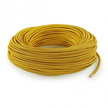 Fil électrique tissu - câble rond 3x0.75 mm² Fil Électrique Tissu Or 3x0,75mm² - Câble Électrique Textile de Qualité