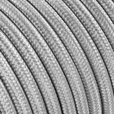 Fil électrique tissu - câble rond 3x0.75 mm² Fil Électrique Tissu Argent 3x0,75mm² - Câble Électrique Textile de Qualité