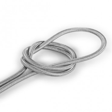 Fil électrique tissu - câble rond 3x0.75 mm² Fil Électrique Tissu Argent 3x0,75mm² - Câble Électrique Textile de Qualité