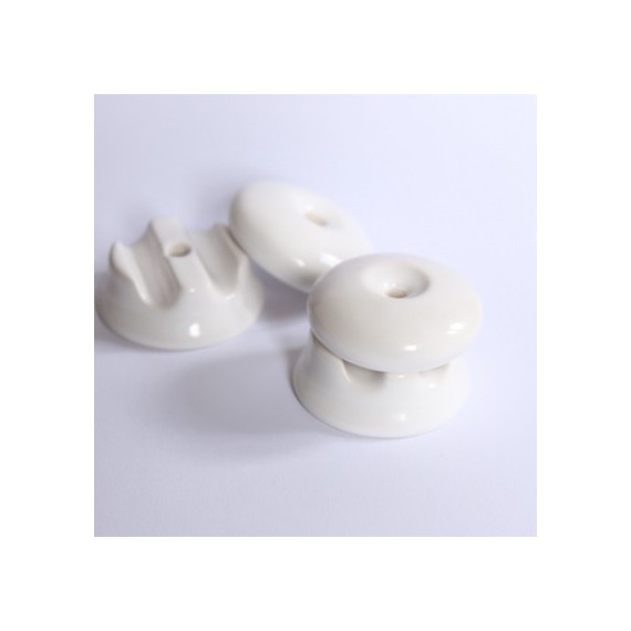 Accessoires et Installation - Grip porcelaine blanche - isolant 2 câbles