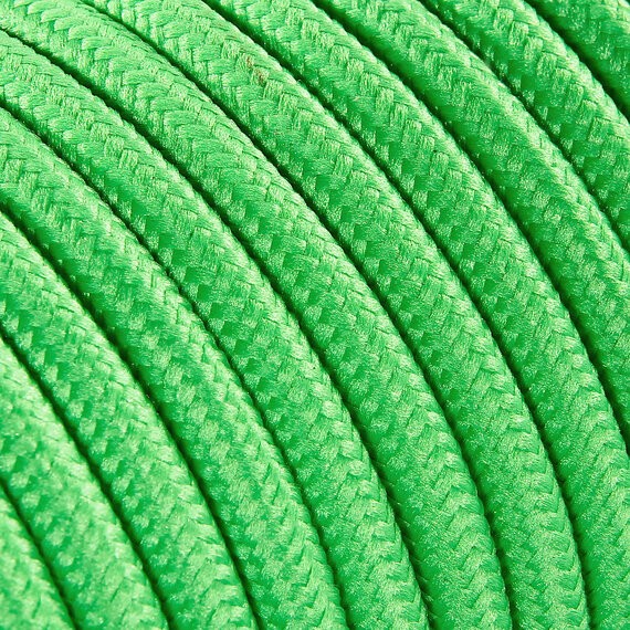 Fil électrique tissu - câble rond 3x0.75 mm² Fil Électrique Tissu Vert Kiwi 3x0,75mm² - Câble Électrique Textile de Qualité