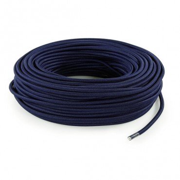 Fil électrique tissu - câble rond 3x0.75 mm² Fil Électrique Tissu Bleu Abysse 3x0,75mm² - Câble Électrique Textile de Qualité