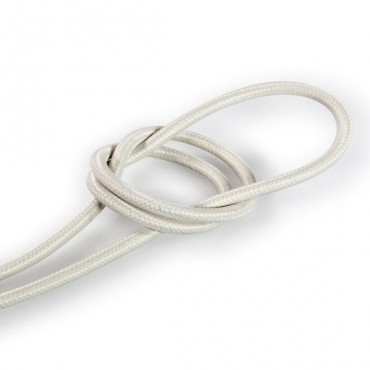Fil électrique tissu - câble rond 3x0.75 mm² Fil Électrique Tissu Blanc Ivoire 3x0,75mm² - Câble Électrique Textile de Qualité