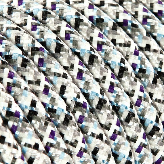 Fil électrique tissu - câble rond 3x0.75 mm² Fil Électrique Pixel Tissu Gris 3x0,75mm² - Câble Électrique Textile de Qualité