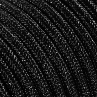 Fil électrique tissu - câble rond 3x0.75 mm² Fil Électrique Tissu Noir et Paillettes 3x0,75mm² - Câble Électrique Textile de ...