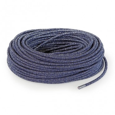Fil électrique tissu - câble rond 3x0.75 mm² Fil Électrique Tissu Bleu et Paillettes 3x0,75mm² - Câble Électrique Textile de ...