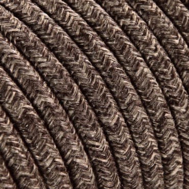 Fil électrique tissu - câble rond 3x0.75 mm² Fil Électrique Toile Marron 3x0,75mm² - Câble Électrique Textile de Qualité