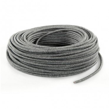 Fil électrique tissu - câble rond 3x0.75 mm² Fil Électrique Toile Gris 3x0,75mm² - Câble Électrique Textile de Qualité
