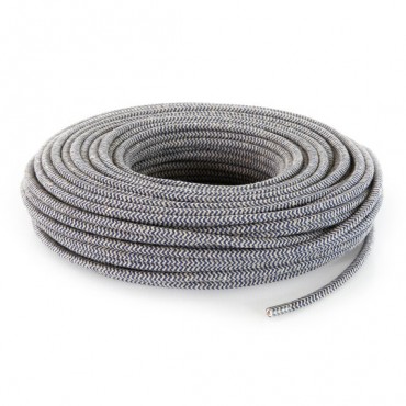 Fil électrique tissu - câble rond 3x0.75 mm² Fil Électrique Tissu Beige et Bleu 3x0,75mm² - Câble Électrique Textile de Qualité
