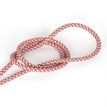 Fil électrique tissu - câble rond 3x0.75 mm² Fil Électrique Tissu Blanc Cassé et Rouge 3x0,75mm² - Câble Électrique Textile d...