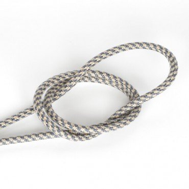 Fil électrique tissu - câble rond 3x0.75 mm² Fil Électrique Tissu Beige et Gris 3x0,75mm² - Câble Électrique Textile de Qualité