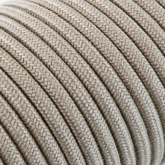 Fil électrique tissu - câble rond 3x0.75 mm² Fil Électrique Tissu Beige sable 3x0,75mm² - Câble Électrique Textile de Qualité
