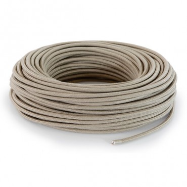 Fil électrique tissu - câble rond 3x0.75 mm² Fil Électrique Tissu Beige sable 3x0,75mm² - Câble Électrique Textile de Qualité