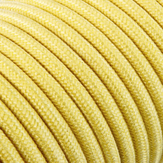 Fil électrique tissu - câble rond 3x0.75 mm² Fil Électrique Tissu Jaune 3x0,75mm² - Câble Électrique Textile de Qualité