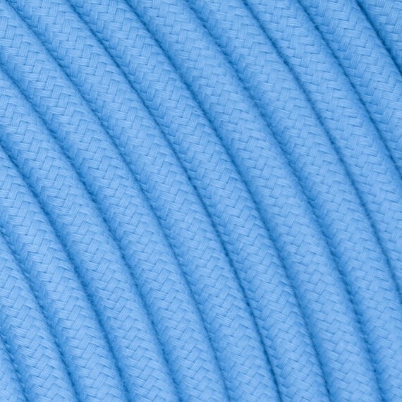 Fil électrique tissu - câble rond 3x0.75 mm² Fil Électrique Tissu Bleu Azur 3x0,75mm² - Câble Électrique Textile de Qualité