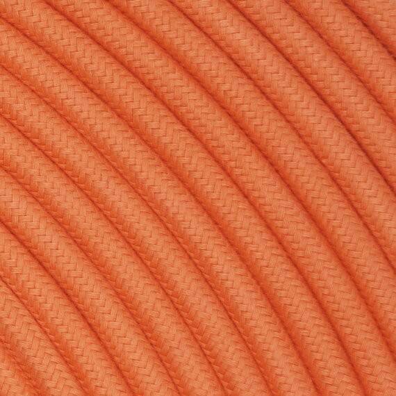 Fil électrique tissu - câble rond 3x0.75 mm² Fil Électrique Tissu Orange Mandarine 3x0,75mm² - Câble Électrique Textile de Qu...