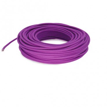 Fil électrique tissu - câble rond 3x0.75 mm² Fil Électrique Tissu Violet Glycine 3x0,75mm² - Câble Électrique Textile de Qualité