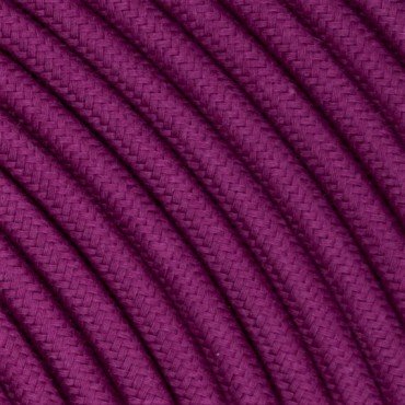 Fil électrique tissu - câble rond 3x0.75 mm² Fil Électrique Tissu Violet Cyclamen 3x0,75mm² - Câble Électrique Textile de Qua...