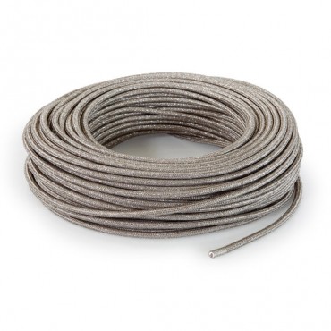 Fil électrique tissu câble rond 2x0.75 mm² Fil Électrique Tissu Beige Brillant 2x0,75mm² - Câble Électrique Textile de Qualité
