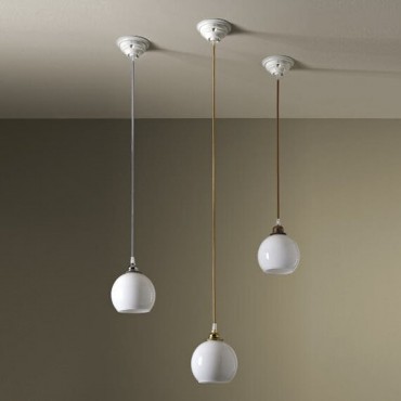 Lampes Suspensions - Suspension en Porcelaine Blanche avec Réflecteur en Bulbe et Douille E27