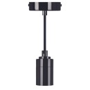 Luminaires - Kit Suspension E27 Noir Chromé 1,5m - Câble Textile et Cache Douille Métal - Gamme "Elégance Luxe"