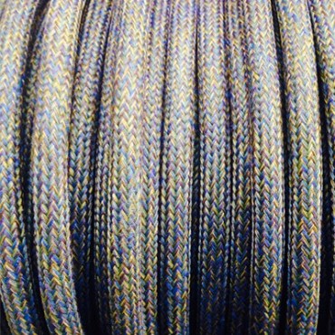 Fil électrique tissu câble rond 2x0.75 mm² Fil Électrique Tissu Bleu et Jaune Moutarde 2x0,75mm² - Câble Électrique Textile d...