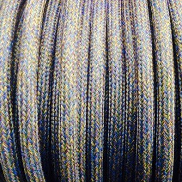 Fil électrique tissu câble rond 2x0.75 mm² Fil Électrique Tissu Bleu et Jaune Moutarde 2x0,75mm² - Câble Électrique Textile d...