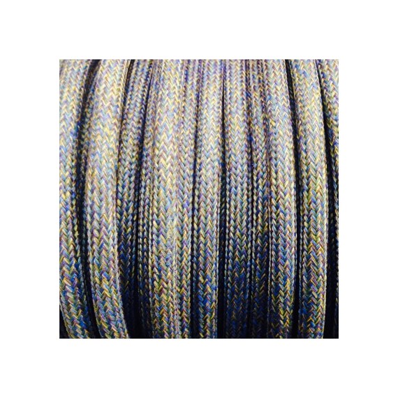 Fil électrique tissu câble rond 2x0.75 mm² Câble Textile Bleu et Jaune Moutarde