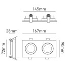 Encastré Rectangulaire Noir – 2 Supports Orientables pour Ampoules Ø50 mm GU10 ou MR16