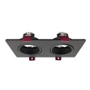 Encastré Rectangulaire Noir – 2 Supports Orientables pour Ampoules Ø50 mm GU10 ou MR16