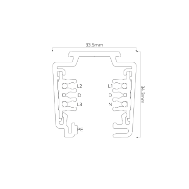 Rail 3 Circuits Noir 2 m – Aluminium – Compatible DALI & Domotique – Fixation Plafond ou Suspension - IBL