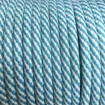 Fil électrique tissu câble rond 2x0.75 mm² Câble textile Spirale Bleu Azur