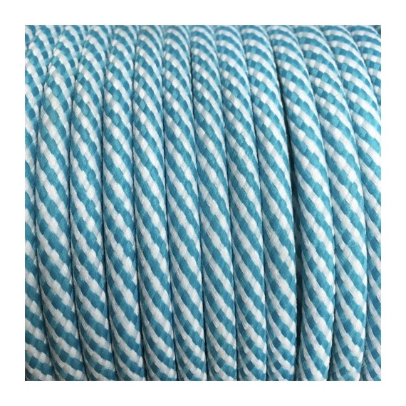 Fil électrique tissu câble rond 2x0.75 mm² Câble textile Spirale Bleu Azur - 2x0.75mm²