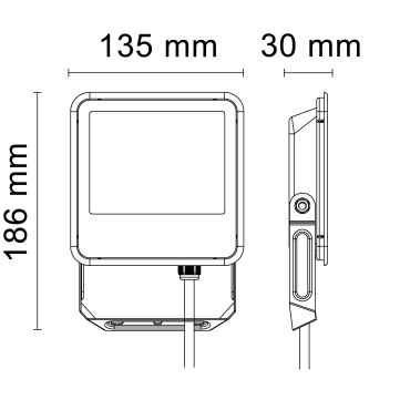 Projecteur LED 20W Blanc – 2300 lm – 4000K – IP65 IK06 – Remplace Halogène 200W