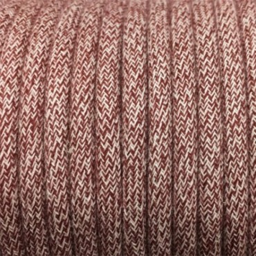 Fil électrique tissu câble rond 2x0.75 mm² Câble Textile Chiné Rouge