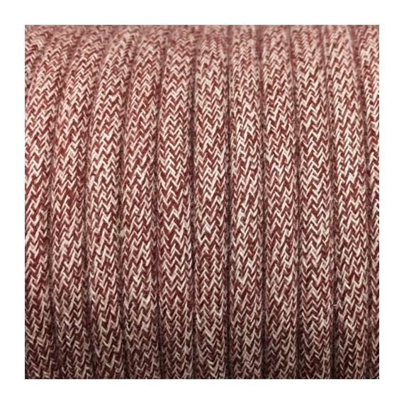 Fil électrique tissu câble rond 2x0.75 mm² Câble Textile Chiné Rouge