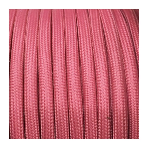 Fil électrique tissu câble rond 2x0.75 mm² Câble Textile Framboise