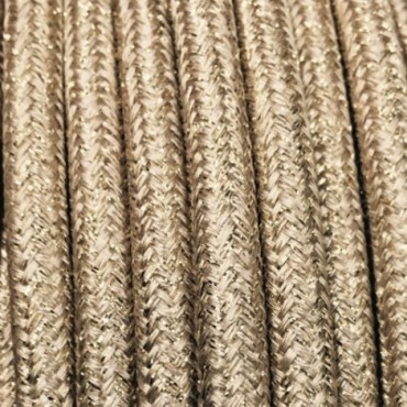 Fil électrique tissu câble rond 2x0.75 mm² Câble Textile Or Blond